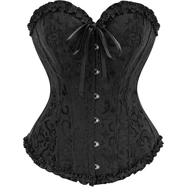 Korsetttopper for kvinner, Bustier Shapewear Lingeri, Lace Waist Push Up Bodysuit black M