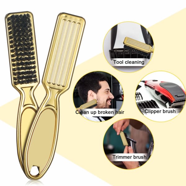 2 stykker Barberbladsrengöringsborste Galvaniseringsborste for trasigt hår (guld)