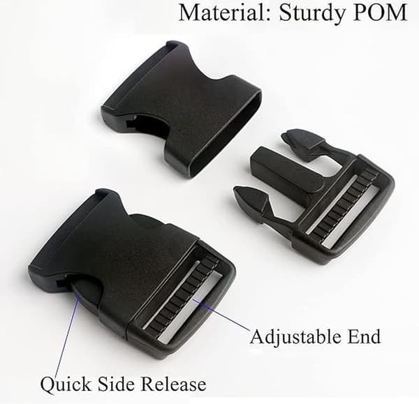 Snap Buckles 4 pcs - 20 mm - Black Plastic - For Bags, Straps, Projects