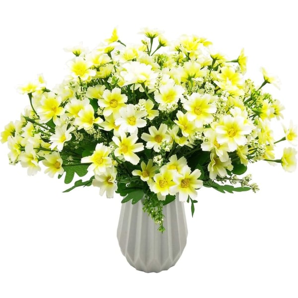 4 konstgjorda blombuketter 28 huvuden, söta falska tusensköna blomma för utomhusbruk Bröllop Hemträdgårdsinredning (vit) CDQ