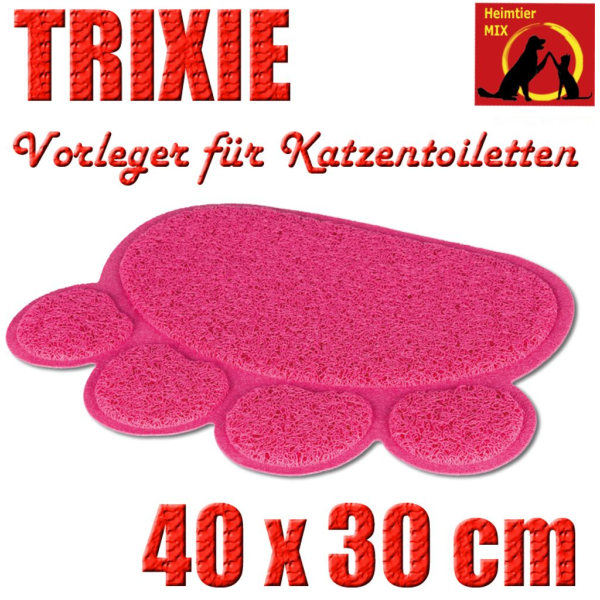 Kattsandsfat Trixie matta med rosa tassar