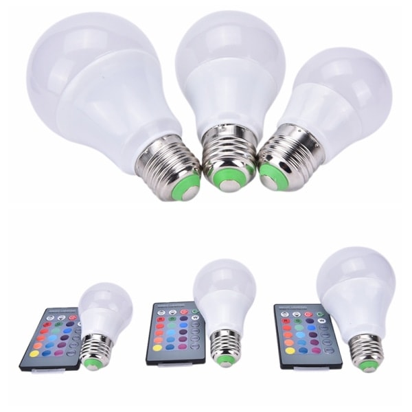 Ny E27 dimbar RGB LED-lampa F?rgskiftande gl?dlampa med fj?rrkontroll Vit 10W