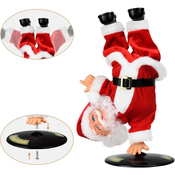 Sång Dansande jultomte upp och ner Spinning elektrisk jultomte Jul Animerad musikal gosedjur Plysch interaktiv leksak
