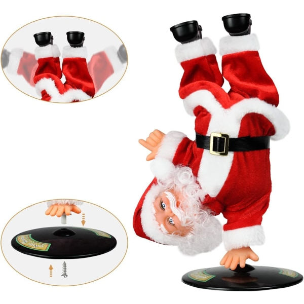 Sjungande dansande jultomte upp och ner, snurrande elektrisk jultomte, jul, animerad musikalisk gosedjursplysch, interaktiv leksak