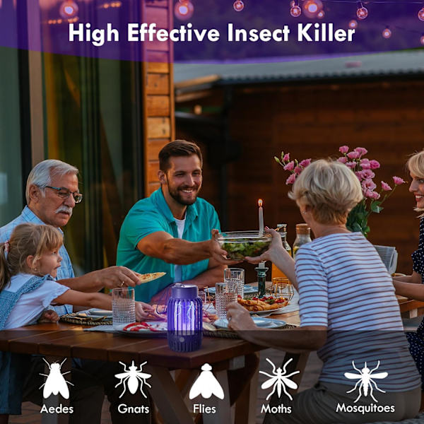Myggdödande lampa, 2 i 1-dödare med ultraviolett lampa och belysningslampa, USB-uppladdningsbar insektsdödare 360° Attrahera och döda flygande insekter greener