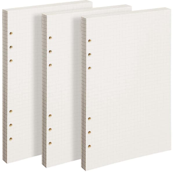 A5 3-pack 5 mm Rutat Papper, 6-Håls Övningspapper_tfrf