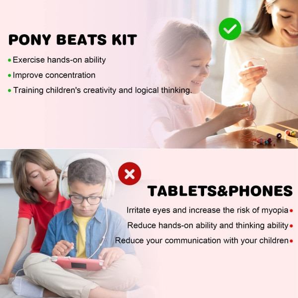 Armbåndssæt til fremstilling af armbånd med ponyperler i polymer