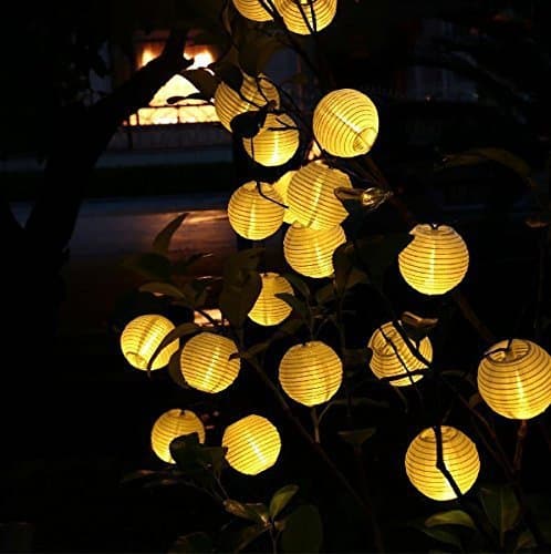 Solcelle Rislampe Lyslenke Papirlykt LED 3,5m 10 Lykter gul_tfrf yellow