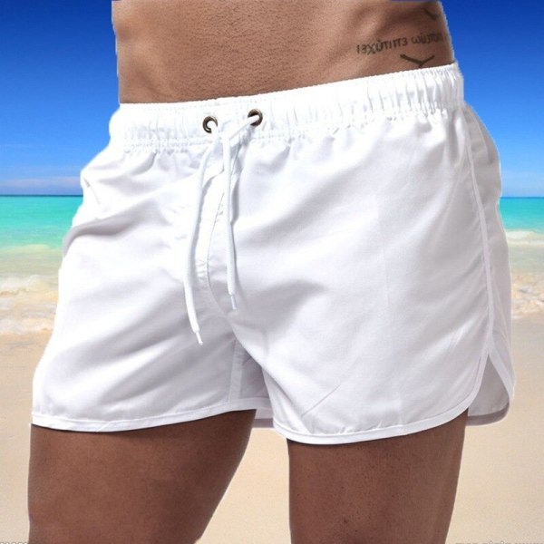 Sommar badkläder för män Shorts Märke Strandkläder White L zdq