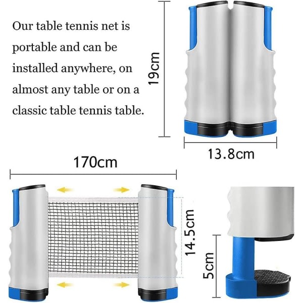 Pingpongnät, indtrækkeligt/ sæt, justerbart, bærbart rejsenet, tilbehør til indendørs og udendørs