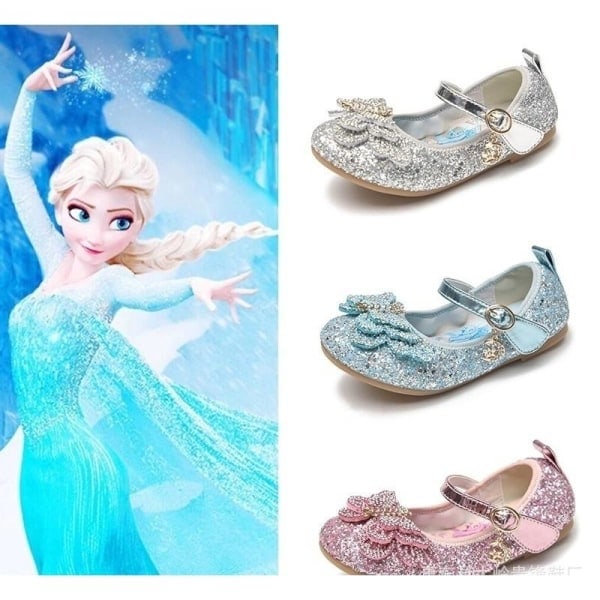 Elsa prinsesse sko barn jente med paljetter sølvfarget 16.5cm / størrelse 26 16.5cm / size26