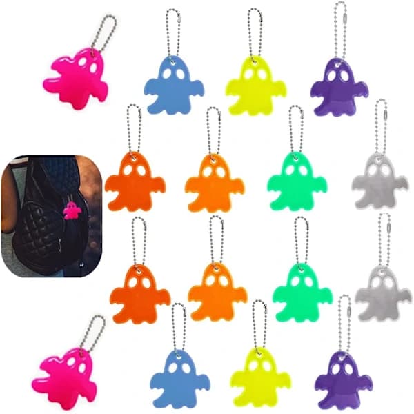 16 Pcs Reflective Keychains Safety Reflectors Pendants for Kids, Backpack Reflective Accessories