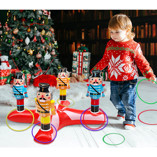Julspel - Uppblåsbara Nötknäppare Ringkastningsspel för Barn Vuxna Familjer, Presenter Leksaker Inomhus Utomhus Julfest Tillbehör Dekorationer