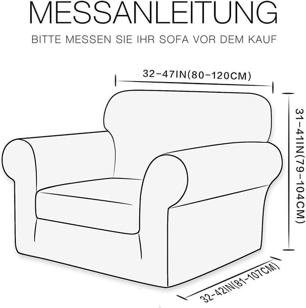 Elastiskt sofföverdrag, stretch sofföverdrag, överdrag för 1-sits soffa/bäddsoffa/fåtölj (Cream, 85 - 115 cm)
