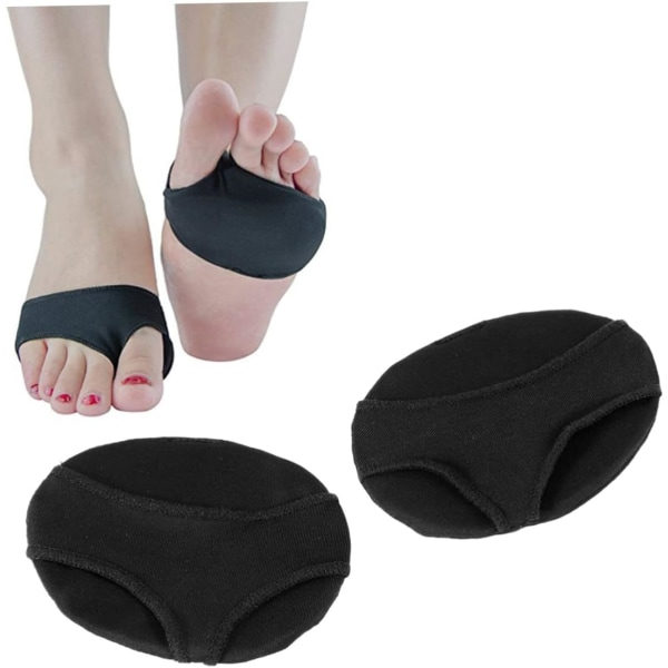 2 Par 2 Hål Silikon Gel Hälkuddar Framfots Halvgårdsdynor Anti-Slip-Kuddar Framfotsvalvstöd Högklackade Skor Innersulor - L (Svart)