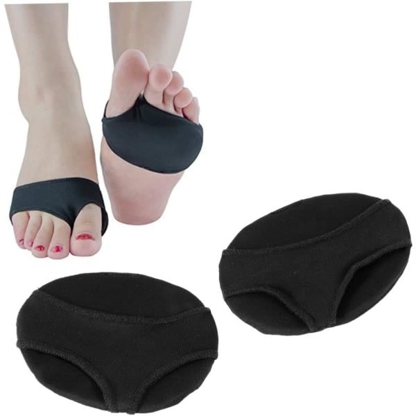 2 Par 2 Hål Silikonigel Hälkuddar Framfots Halvgårdsdynor Anti-Slip-Kuddar Framfotsvalvstöd Högklackade Skor Innersulor - L (Svart)