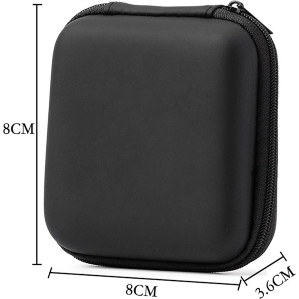 Hard Case til Bluetooth Headset, Universal Høretelefon Opbevaringsboks, Sort, 8x8x3.6cm, 1 Styk