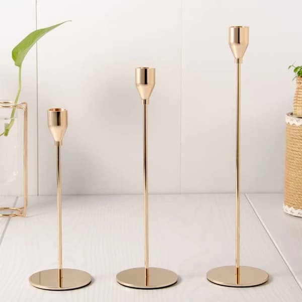 3 Ljusstakar Guld Modern Stående Ljusstake av_tfrf