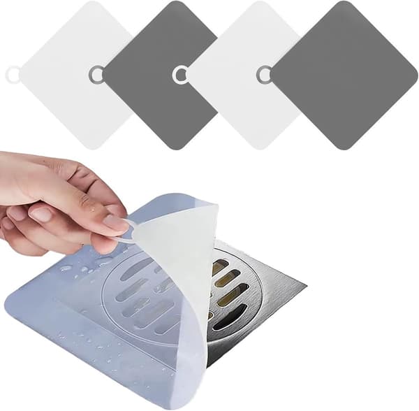Vaskestopper - 15*15 cm, Silikonavløpsplugg - for Kjøkken, Bad, Vaskerom - Hvit, Grå