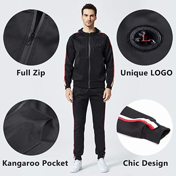 Sporttøj med luva til mænd Casual Full Zip Jogging Sportswear M zdq