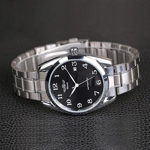 Herr Automatisk Mekanisk Armbandsur i Rostfritt Stål med Dagkalender A1