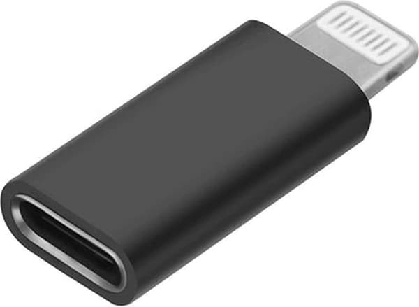 Musta USB-C–Lightning-adapteri – puhelimille, tableteille, muille Lightning-laitteille
