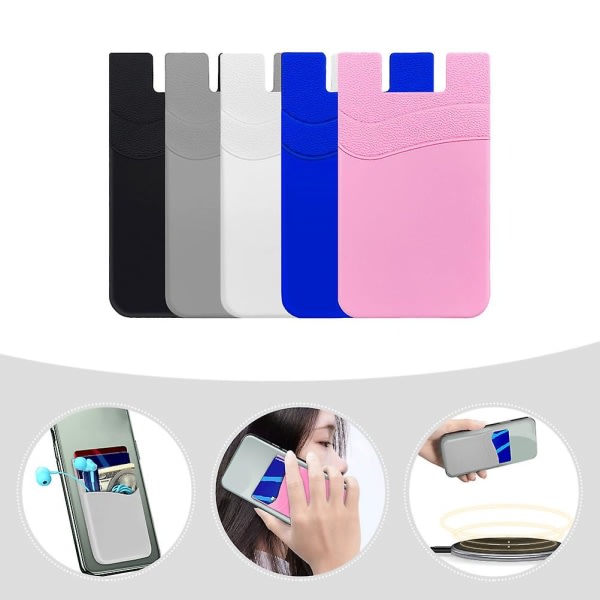 5 st Plånbok Plånbøker Mobiltelefonholdere Selvhäftande Mobiltelefonficka Smartphone Pocket Stick Mobiltelefonplånbøker Assorted Color 9,5x6,5cm