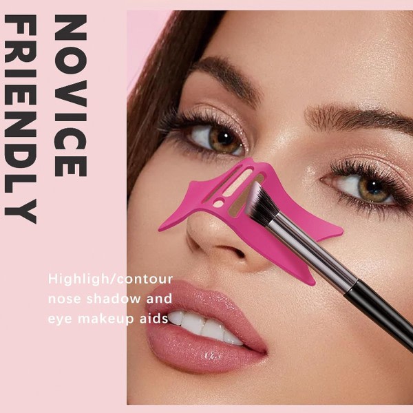 CDQ Nese Kontur Eyeliner Stenciler, 4 i 1 Silikon Multifunksjonell Rose Red