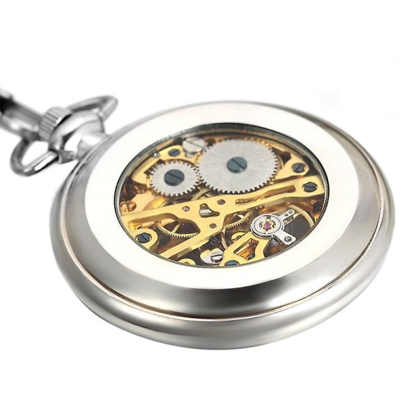 Klassisk Steampunk herrklocka Guld Skelett Handvind Mekaniska Klockor (brons)