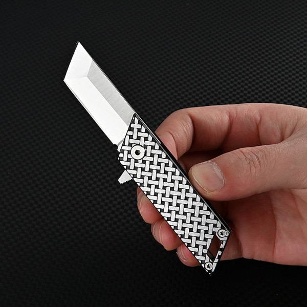 Rostfritt stål Mini Pocket Utility Kniv Nyckelring Oppackning Vikning Kniv Oppackning Cutter zdq