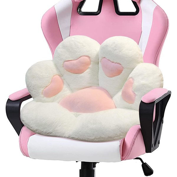 Katt tass kudde Kawaii stol kudde 69,8 x 59,9 cm Söt hjärta Sittdyna Bekväm latsoffa för spelstol Rumsdekoration Vit