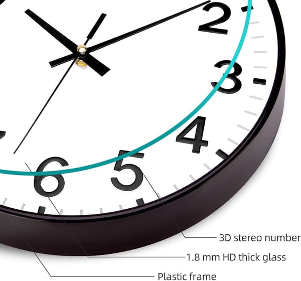Wall Clock, Large and Clear Numbers, Perfect for Bedroom and Office - Modern Design