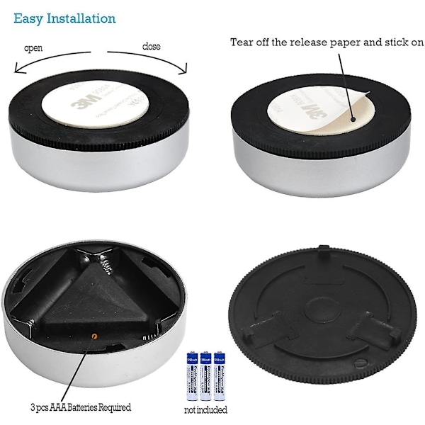 6-pakke LED-batteridrevet trådløs nattlampe Stick Tap Touch-lampe, hvitt lys (d-583-a)