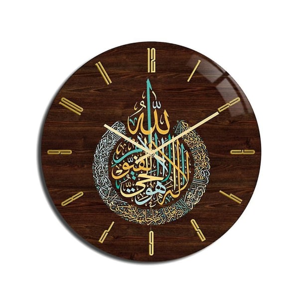 Muslimsk Eid Vardagsrumsklocka på väggen Ayl Vintage runda klockor Dekor Hem sovrumskonst Lätt att återställa