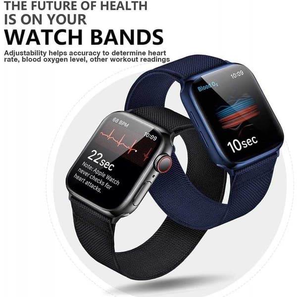 Apple Watch 42/44/45/49mm Adjustable & Elastic Nylon Loop Bracelet Black Svart