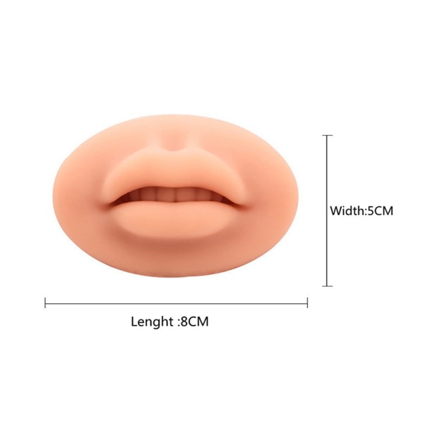 5D Silikon Ansigt Läppar Model Öva Skin Lip Makeup Kosmetisk Lysebrun