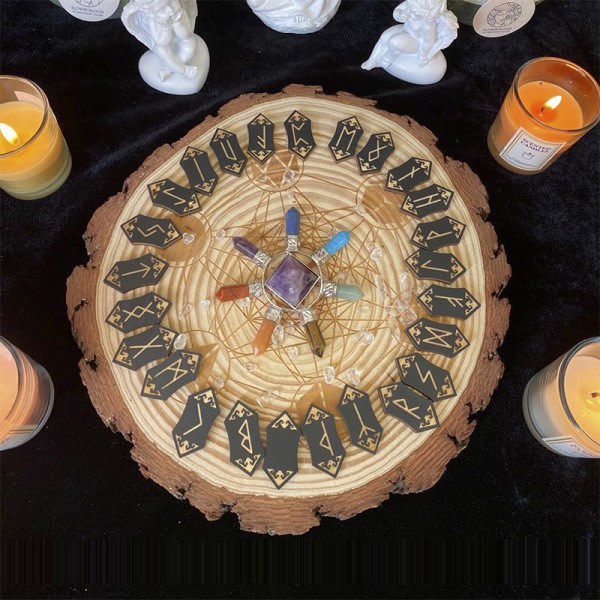 25st/ set Trärunor Sten Runas Piedra för Divination Natura A Onesize