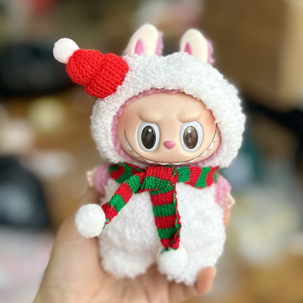 Grön västgroda tvådelat set, (endast kläder) 17cm hänge blindbox macaron Labubu Labubu Time to chill dockkläder