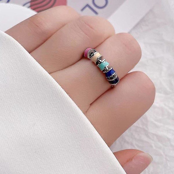 Fidget-ringe til angst for kvinder, 3 stk. emalje-spinderinge til angst