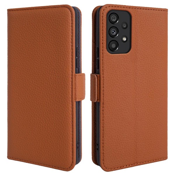 Cover i äkta nötskinn till Samsung Galaxy A53 5g Litchi Texture Stand Phone case Ljusbrun