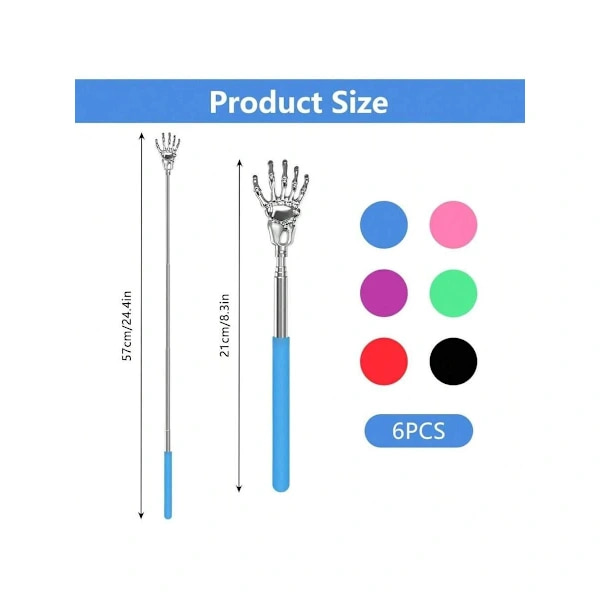 1 pc Back Scratcher, Telescopic Stainless Steel Back Scratcher, Extendable Scratching Hand Back Scraper with Rubber Coated Handle for Back Default Default