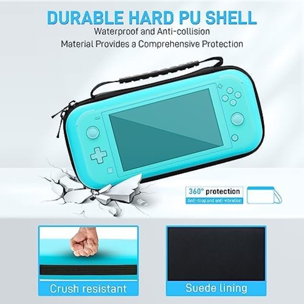 RHOTALL Switch case för Nintendo Switch Lite, enfärgad bärbar case 4 i 1 tillbehörssats med case, genomskinligt skydd Green