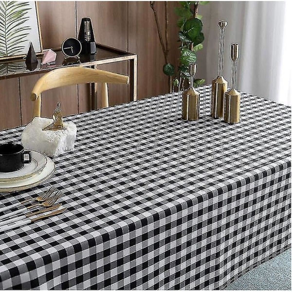 Rutiga bordsdukar rektangulära - Fläckbeständiga, vattentäta och tvättbara bordsdukar i gingham för picknick utomhus, semestermiddagar (6 storlekar, 5 färger) zdq