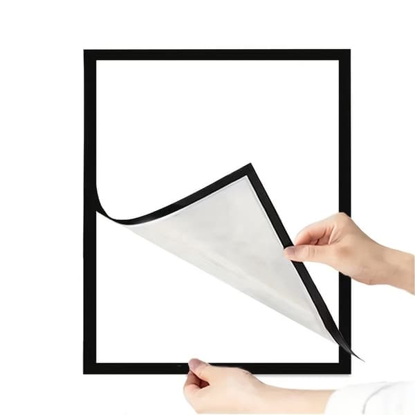 3-pack A4 magnetiska självhäftande bildramar för vägg, mattsvarta plastfotoramar och dokumentramar, vertikal minimalistisk väggdekor
