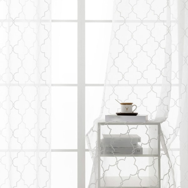 Broderede Halv-Voile Gardiner