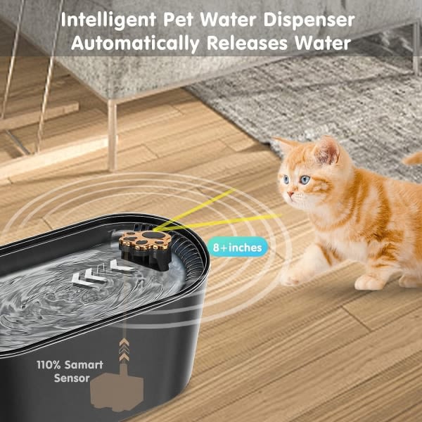 3L kattevannsfontene for hunder LED drikkevannskål Automatisk dispenser