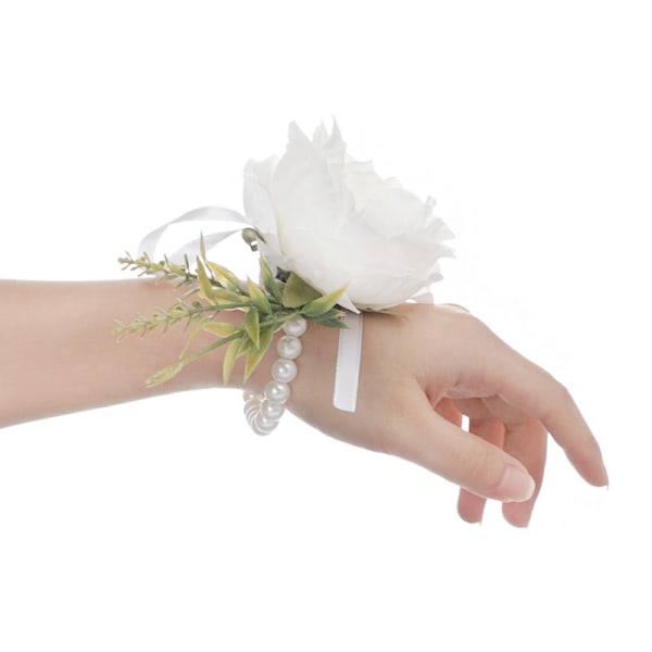6. Brud Brudgum Bröllop Corsage håndtert blommor, håndtert blommor Vit Grön Vit Grön
