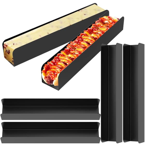 U-formet bageformssæt, non-stick kage- og brødform i kulstofstål til hjemmebag, sort, 6 dele