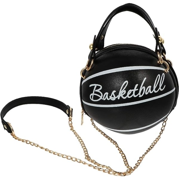 CDQ Basketformad handväska Crossbody-väska PU-läder Messenger-väska Rund handväska för kvinnor（svart） Black