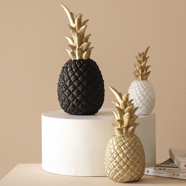 CDQ Nordisk stil Modern Ananas Prydnad Guld 15x7cm